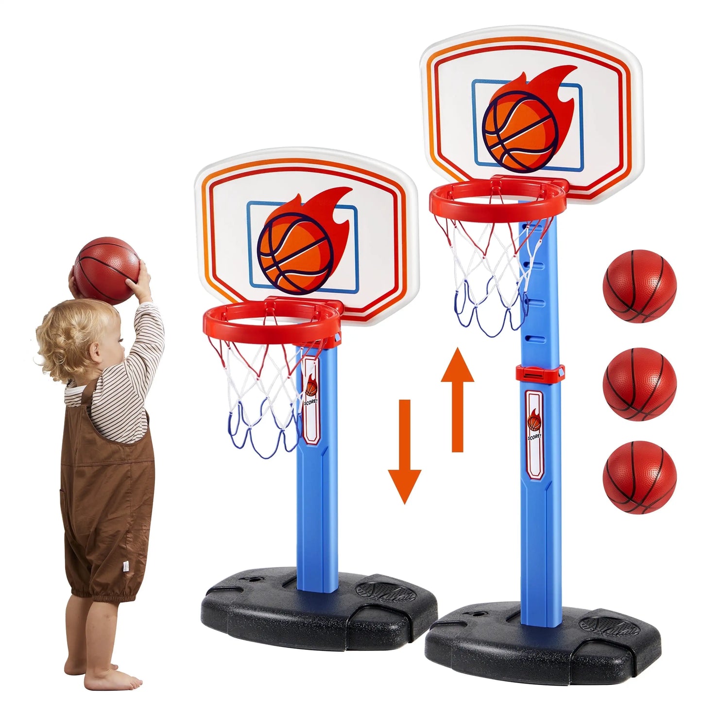 JOYFY Basketball Hoop Toddler Indoor Basketball Game Set Adjustable Basketball Goal With 4 Balls for Boys Girls Bitrhday Gift
