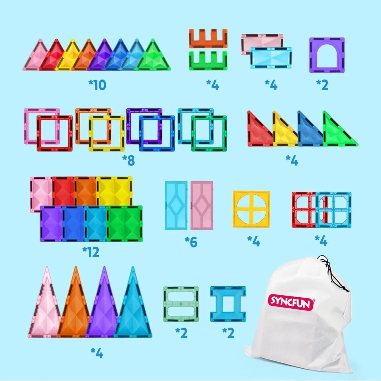 JOYFY 66PCS Magnetic Building Tiles Toys Durable and Creative STEM Building for Kids Aged 3-8 Educational Montessori Toys Gift