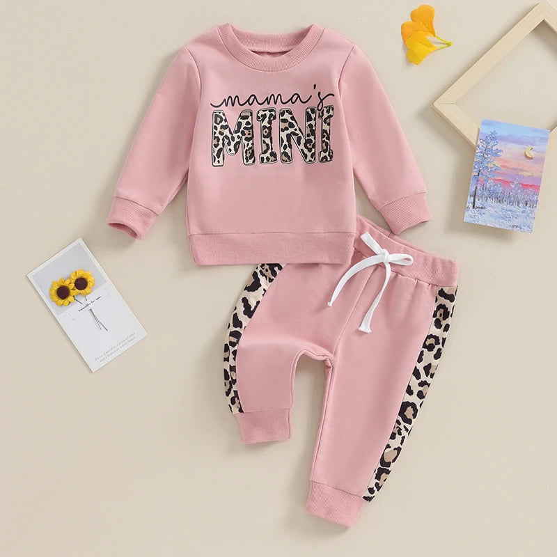 2023-09-15 Lioraitiin 0-3Y Newborn Baby Girls Clothing Set Letter & Leopard Print Long Sleeve Pullover Strap Pants 2 Pcs Outfit