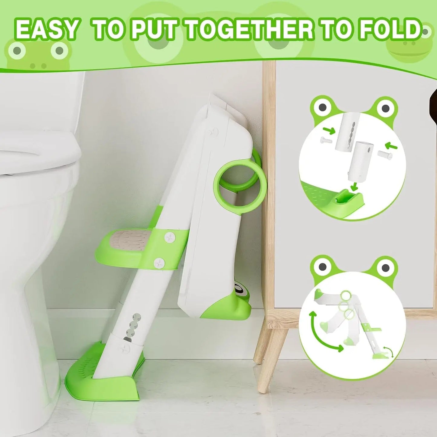 Potty Training Seat with Adjustable Height Step Stool Ladder Anti-Slip Pads for Safety Toddler Toilet Trainer for Girls Boys