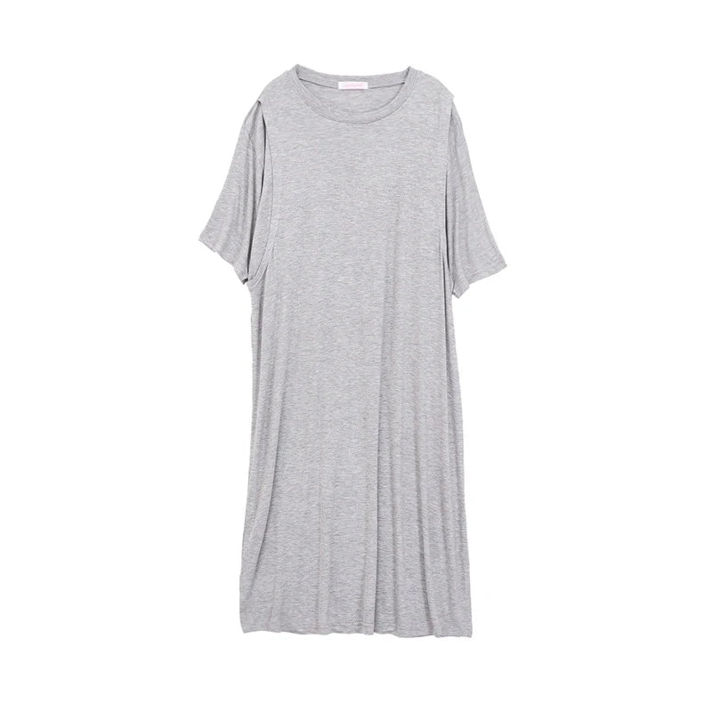 Maternity Pajamas Breastfeeding Nightgowns Summer Short Sleeve Sleepwear Nightie Mothers Nightwear Pregnant Animal Nursing Dress