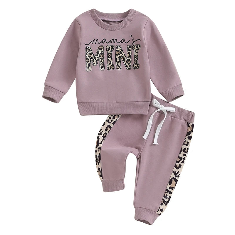 2023-09-15 Lioraitiin 0-3Y Newborn Baby Girls Clothing Set Letter & Leopard Print Long Sleeve Pullover Strap Pants 2 Pcs Outfit