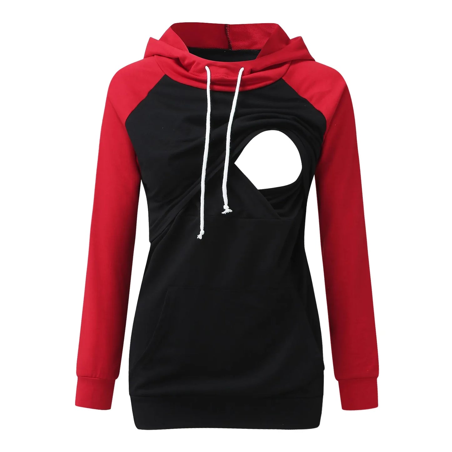 Maternity Tops Womens Pregnant Color Patchwork Long Sleeve Hoodie Casual Blouse Womens Breastfeeding Sweatshirt With Pockets
