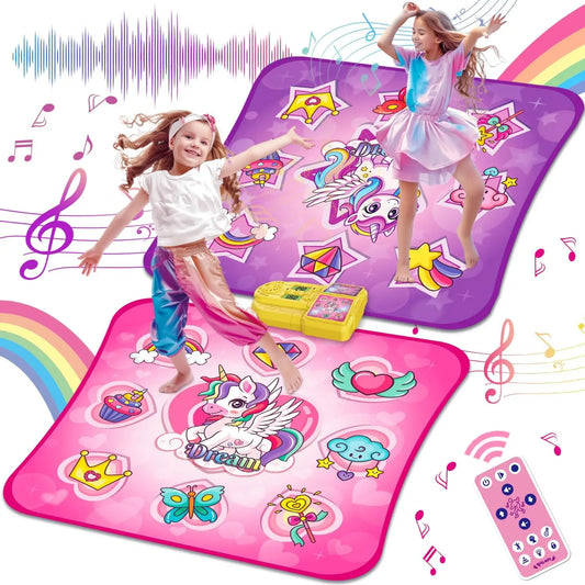 VATOS Unicorn Dance Mat x2 Toys for Girls 9-Level Dancing Game Indoor Outdoor Music Play Mat Christmas Gifts for Kids Ages 3+