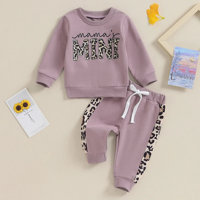 2023-09-15 Lioraitiin 0-3Y Newborn Baby Girls Clothing Set Letter & Leopard Print Long Sleeve Pullover Strap Pants 2 Pcs Outfit