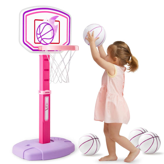 JOYFY Basketball Hoop Toddler Indoor Basketball Game Set Adjustable Basketball Goal With 4 Balls for Boys Girls Bitrhday Gift