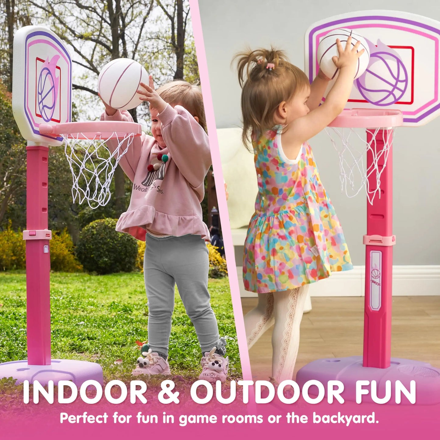 JOYFY Basketball Hoop Toddler Indoor Basketball Game Set Adjustable Basketball Goal With 4 Balls for Boys Girls Bitrhday Gift